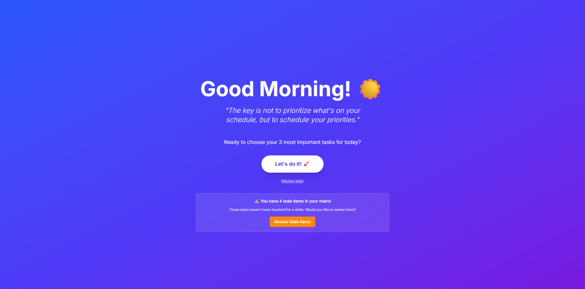 Screenshot of Priorities